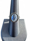 Rainbow Moonstone Solid 925 Sterling Silver Ring 8