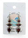 Triple Garnet Solid 925 Sterling Silver Earrings