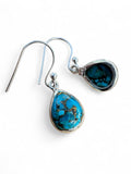 Kingman Blue Copper Turquoise Solid 925 Sterling Silver Earrings