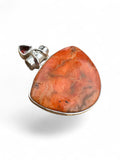 Sponge Coral & Garnet Solid 925 Sterling Silver Pendant