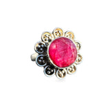 FLOWER Ruby Solid 925 Sterling Silver Ring 6