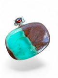 Chrysoprase & Garnet Solid 925 Sterling Silver Pendant