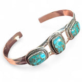 Kingman Blue Copper Turquoise Solid 925 Sterling Silver Cuff Bracelet