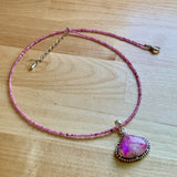 Pink Tourmaline 2 mm Beaded Necklace