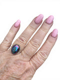 Titanium Aura Druzy Solid 925 Sterling Silver Ring 6