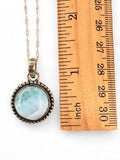 Caribbean Larimar Solid 925 Sterling Silver Pendant with chain