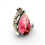 Kingman Red Rose Dahlia Solid 925 Sterling Silver Ring 8