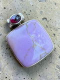Phosphosiderite & Garnet Solid 925 Sterling Silver Pendant
