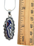 Fordite & Blue Topaz Solid 925 Sterling Silver Pendant with 20 in chain