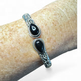 Black Onyx Solid 925 Sterling Silver Bangle Bracelet