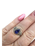 Tanzanite Solid 925 Sterling Silver cluster Ring 6