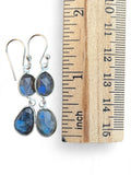 Double Labradorite faceted Solid 925 Sterling Silver Earrings