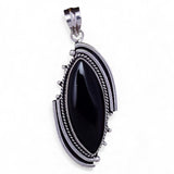 Black Onyx Marquise Solid 925 Sterling Silver Pendant