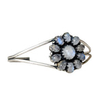 FLOWER Rainbow Moonstone Solid 925 Sterling Silver Cuff Bracelet