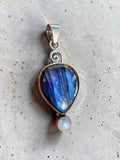 Labradorite & Moonstone Solid 925 Sterling Silver Pendant