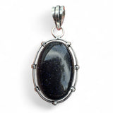 Blue Sandstone Solid 925 Sterling Silver Pendant