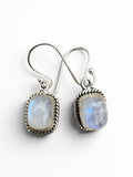 Rainbow Moonstone Solid 925 Sterling Silver Earrings