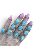 Caribbean Larimar Solid 925 Sterling Silver Ring 9