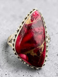 Kingman Red Rose Dahlia Solid 925 Sterling Silver Ring 6.5