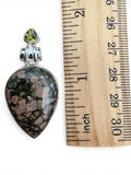 Leopardskin Jasper & Peridot Solid 925 Sterling Silver Pendant