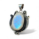 Rainbow Moonstone Solid 925 Sterling Silver Pendant