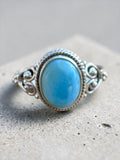 Caribbean Larimar Solid 925 Sterling Silver Ring 8.5