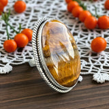 Tiger Eye Solid 925 Sterling Silver Ring 6