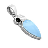 Owyhee Opal & Black Onyx Solid 925 Sterling Silver Pendant