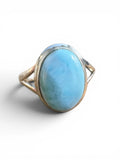 Caribbean Larimar Solid 925 Sterling Silver Ring 9
