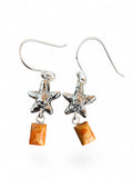 Sponge Coral Starfish Solid 925 Sterling Silver Earrings