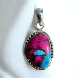 Kingman Cotton Candy Turquoise Solid 925 Sterling Silver Pendant