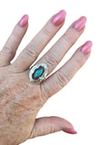 Kingman Turquoise Shadow Box Solid 925 Sterling Silver Ring 9