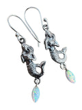 Mermaid Fire Opal Solid 925 Sterling Silver Earrings