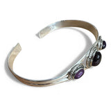 Amethyst Solid 925 Sterling Silver Cuff Bracelet