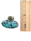 Tibetan Turquoise & Peridot Solid 925 Sterling Silver Pendant