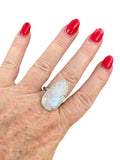 Faceted Rainbow Moonstone Solid 925 Sterling Silver Ring 8