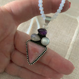Pink Opal Solid 925 Sterling Silver Pendant Necklace