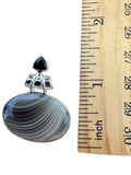 Botswana Agate & Onyx Solid 925 Sterling Silver Pendant