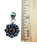 Rainbow Fire Topaz & Garnet Solid 925 Sterling Silver Pendant