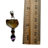 Rough Citrine & Amethyst Solid 925 Sterling Silver Pendant