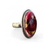 Kingman Red Rose Dahlia Solid 925 Sterling Silver Ring 7.5