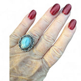 Caribbean Larimar Solid 925 Sterling Silver Ring 9