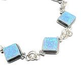 Lab Fire Opal Solid 925 Sterling Silver Bracelet