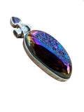 Titanium Druzy & Amethyst Solid 925 Sterling Silver Pendant
