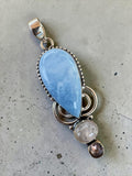 Owyhee Opal &!Moonstone Silver Overlay Pendant