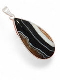 Black Botswana Agate Solid 925 Sterling Silver Pendant