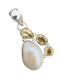 Pearl & Citrine Solid 925 Sterling Silver Pendant