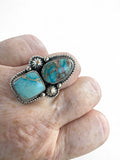 Blue Sea Sediment Jasper Solid 925 Sterling Silver Ring 7.5