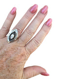 White Buffalo Shadow Box Solid 925 Sterling Silver Ring 6