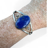 Blue Lapis Solid 925 Sterling Silver Cuff Bracelet